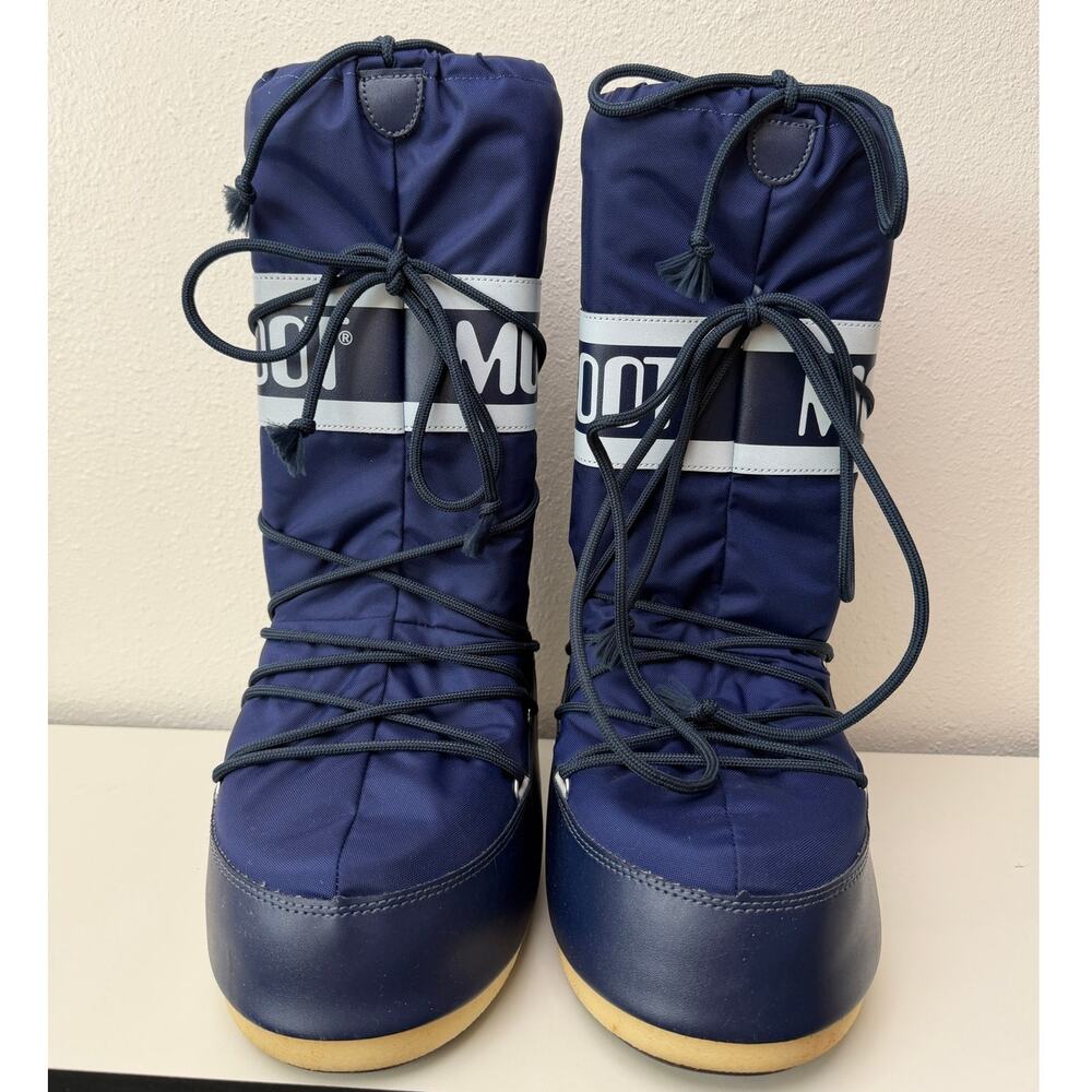 Moon Boot Icon Nylon Snow Boots Navy Blue Unisex EU 42-44 US 9-10.5 w/ bag